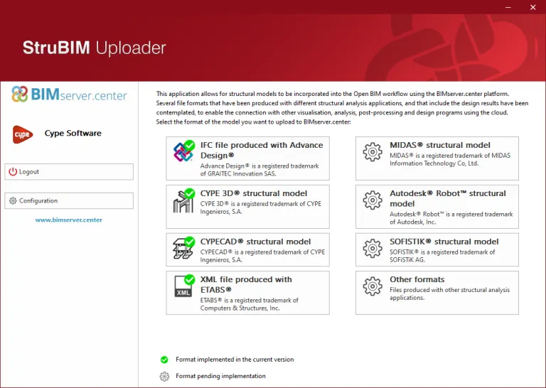 StruBIM Uploader interfata integrare modele